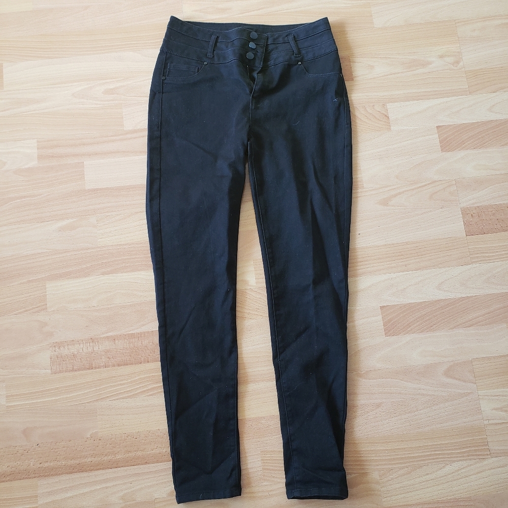 Black high waisted jeans multiple buttons